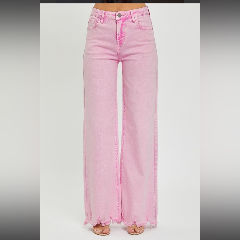 Pink Risen Wide-Leg Women Jeans